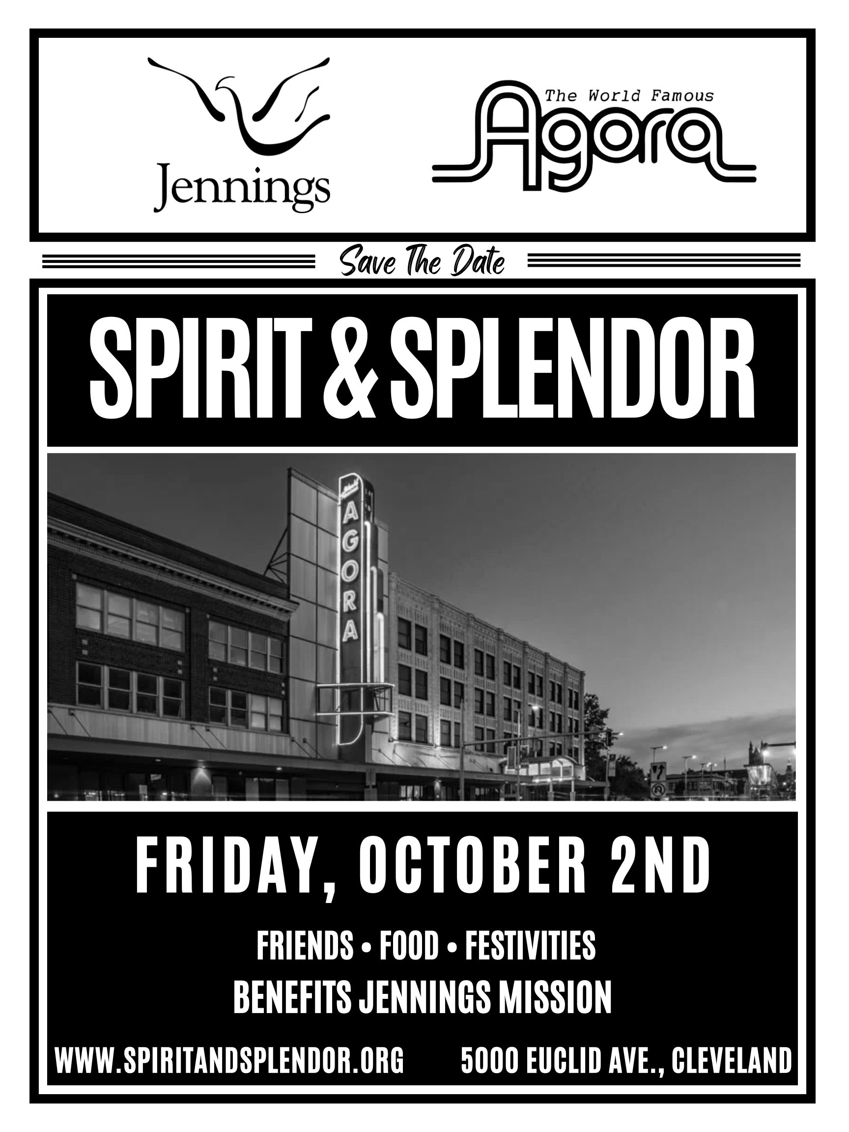 Spirit and Splendor 2026 Save the Date October 2nd at the Agora